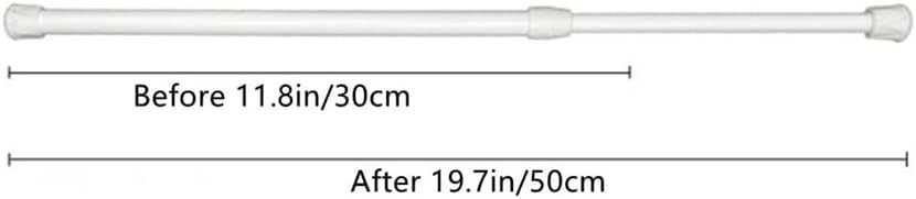 Tension Rod Extendable Curtain Poles,No Drill,White, 2pcs | 30-50cm Extendable