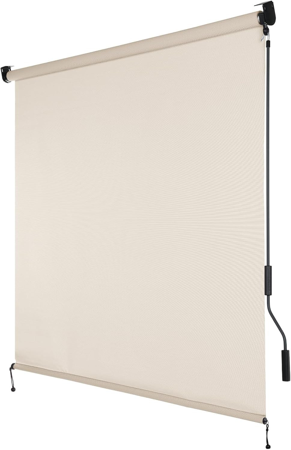 Aoodor 5% Openness Cordless Solar Fabric Roller Shade, 5’W X 8’H Sun Shade for O