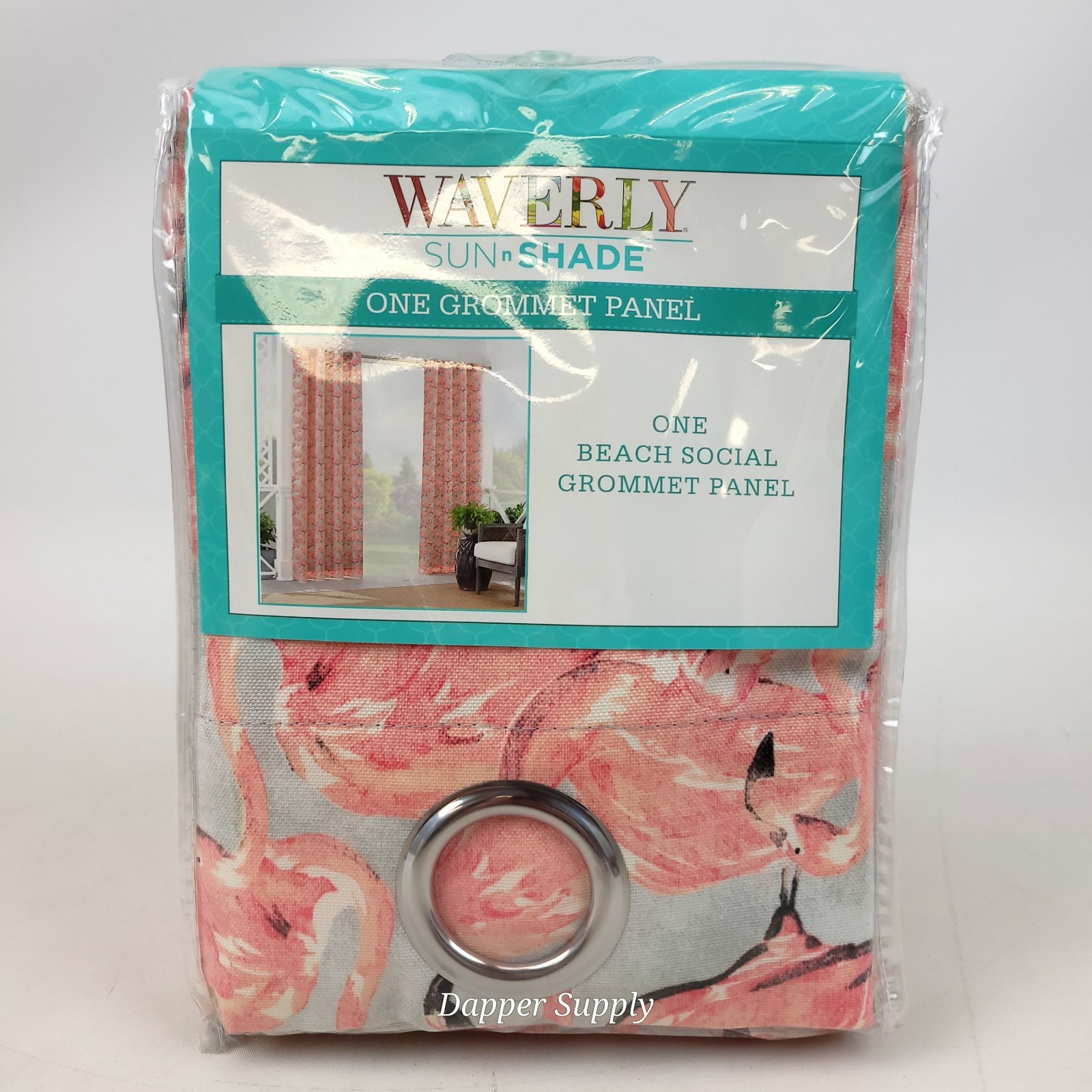 Waverly Sun n Shade Curtain Panel Flamingo One Grommet Panel 52″ x 95″ One Panel