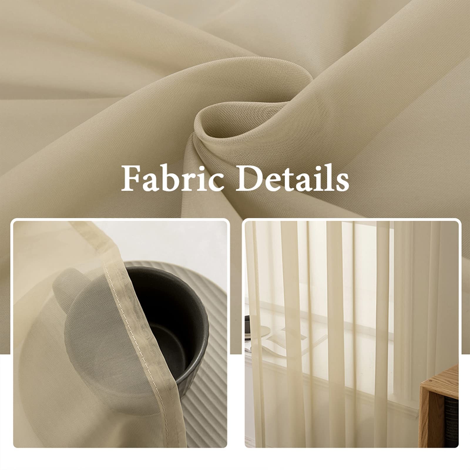2 Panels Solid Color Sheer Window Curtains Elegant Window Voile Panels/Drapes…