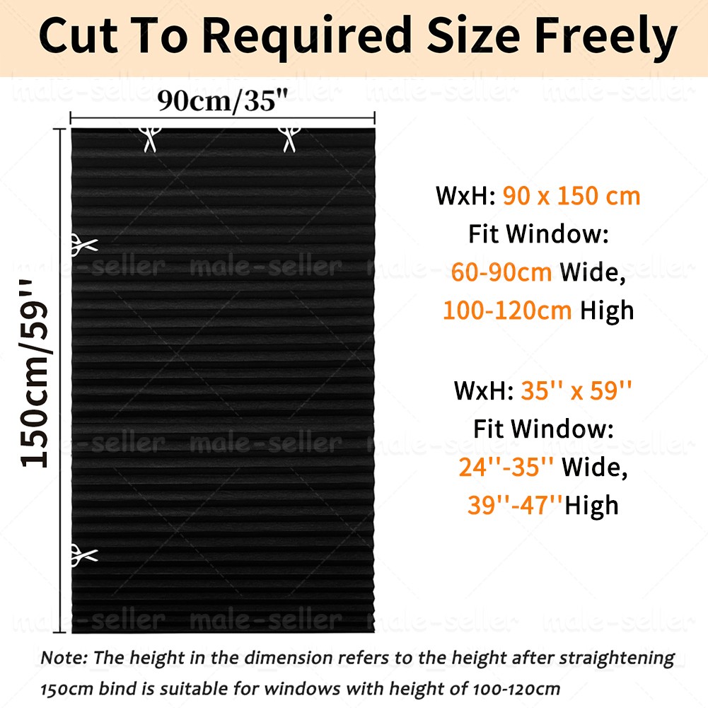 Temporary Window Blinds Cordless Self Adhesive Stick on Pleated Paper Blinds