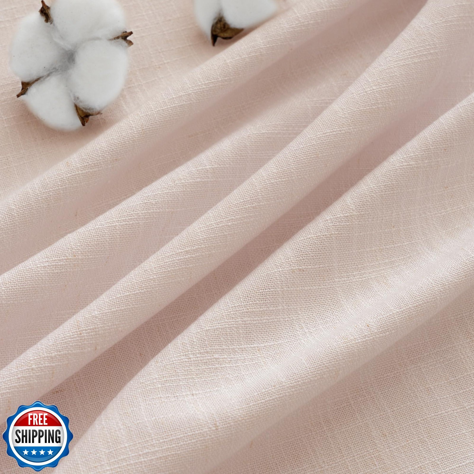 COMON HOME Light Pink Linen Curtains Pinch Pleated 90 Inch Length 2 Panels fo