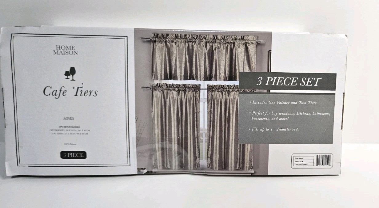 Kitchens 3 Piece Set Window Curtain Style MINKA color PARCHMENT