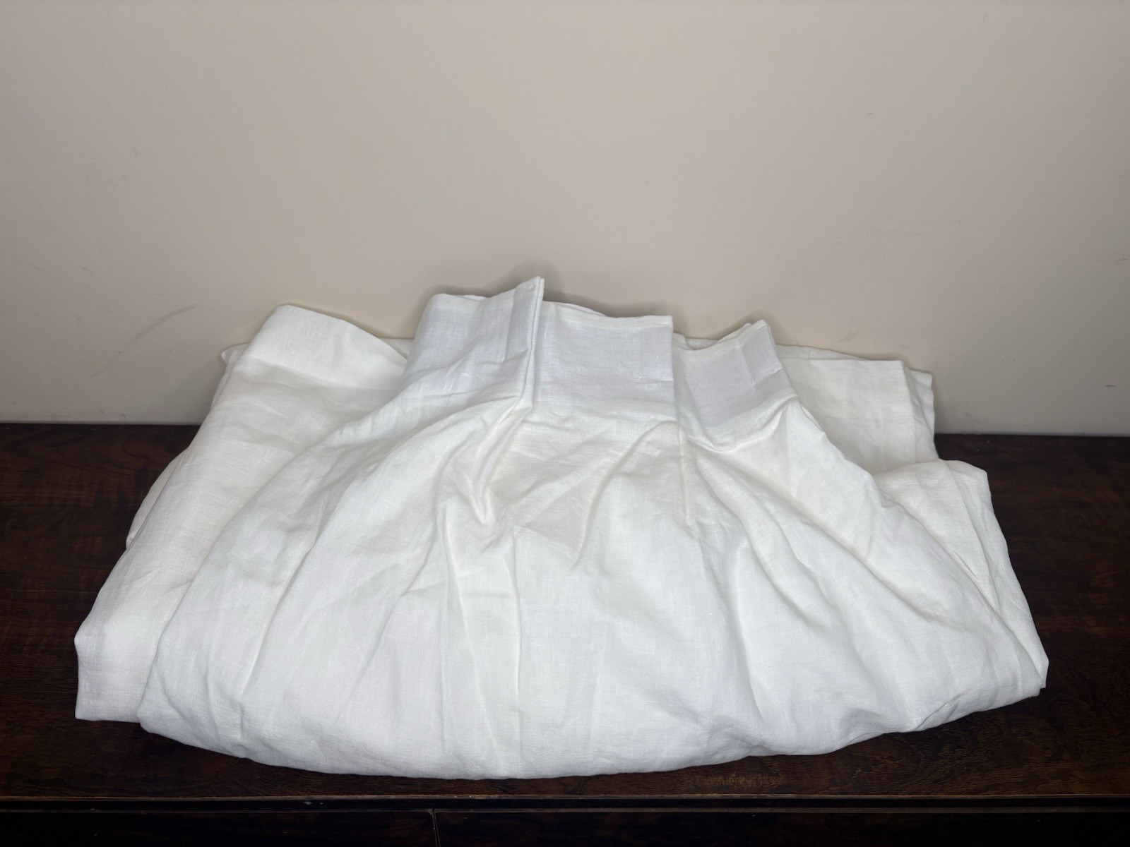 West Elm Pleated European Flax Linen Blackout (1) Curtain Alabaster 96×108