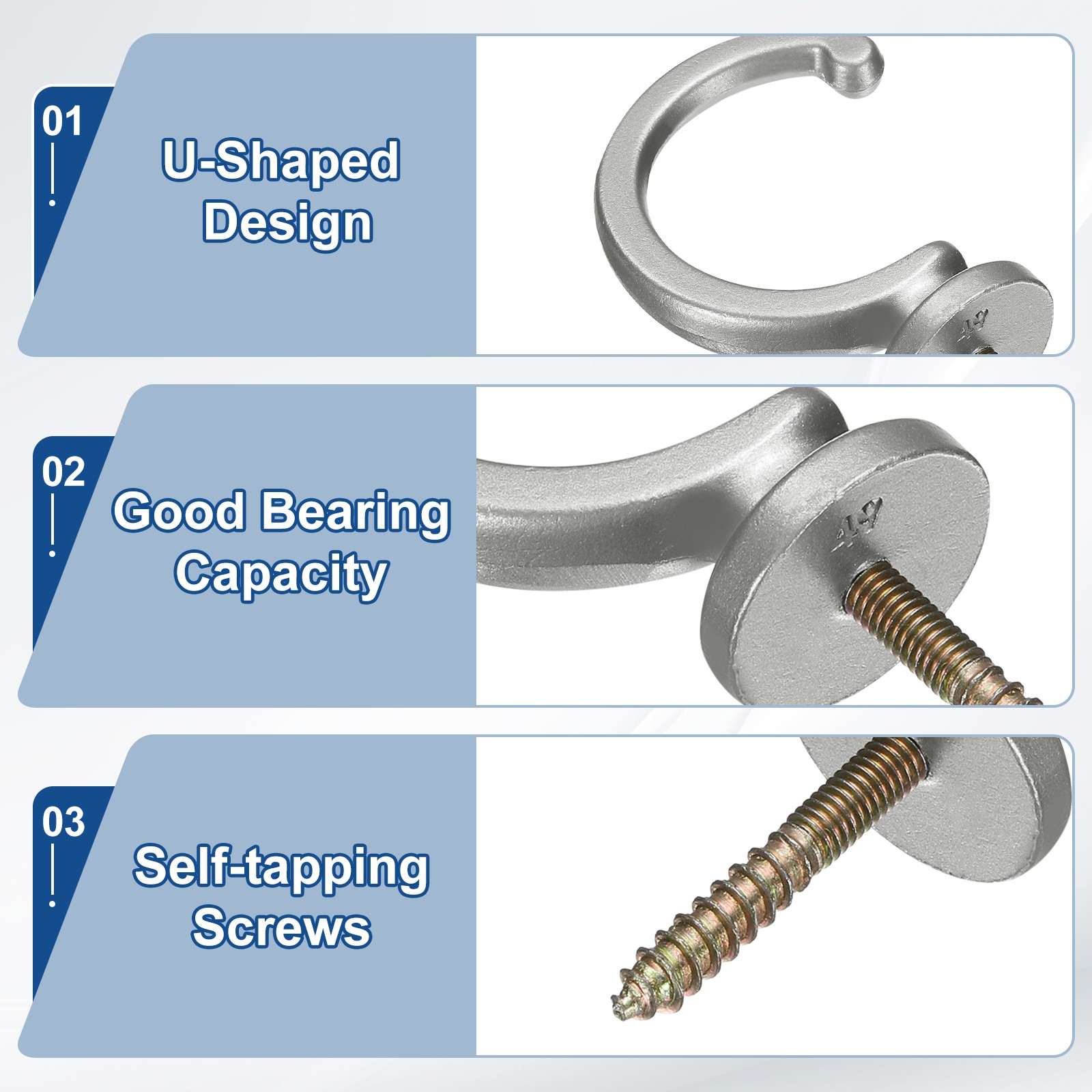 2Pcs Curtain Holdbacks Wall Mounted Zinc Alloy Drapery Tiebacks Hooks Silver