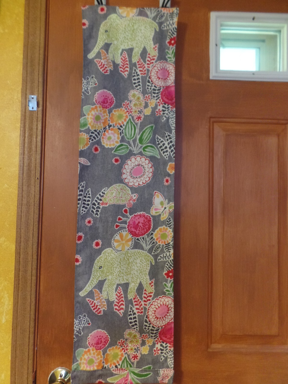 Security Door Curtain For Classroom/Office, Charcoal Gray, Elephants, Animals