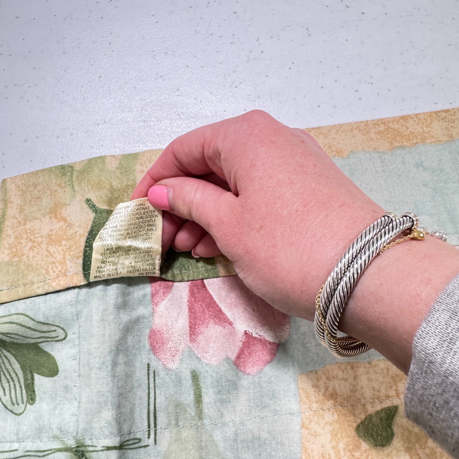 vintage croscill valance curtain green floral plants blend 17×87 usa y2k 90s