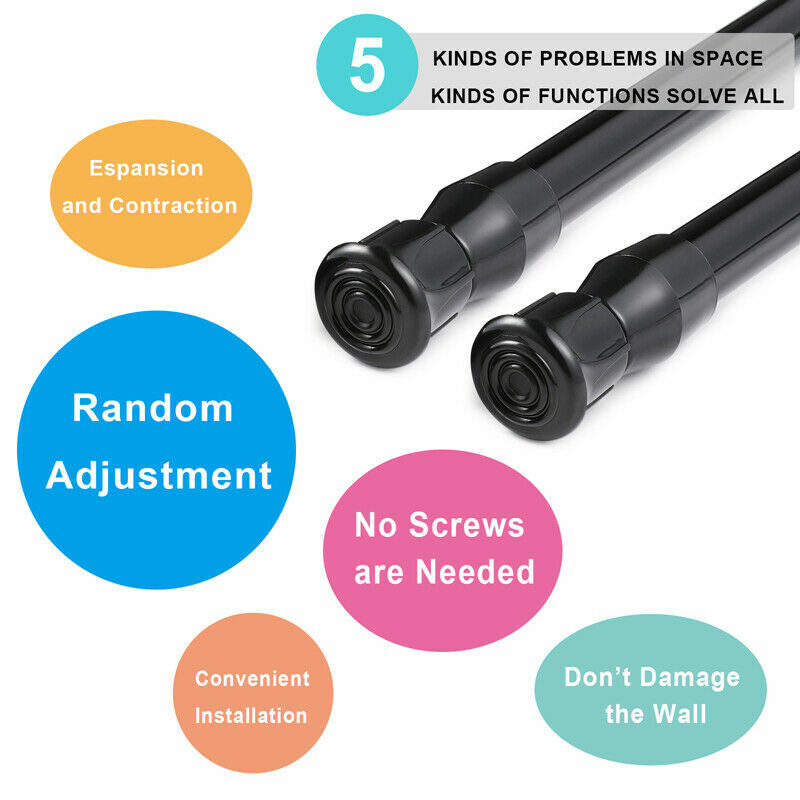 Extendable Shower Curtain Rail Rod Telescopic Pole Bathroom Window Wardrobe Rod