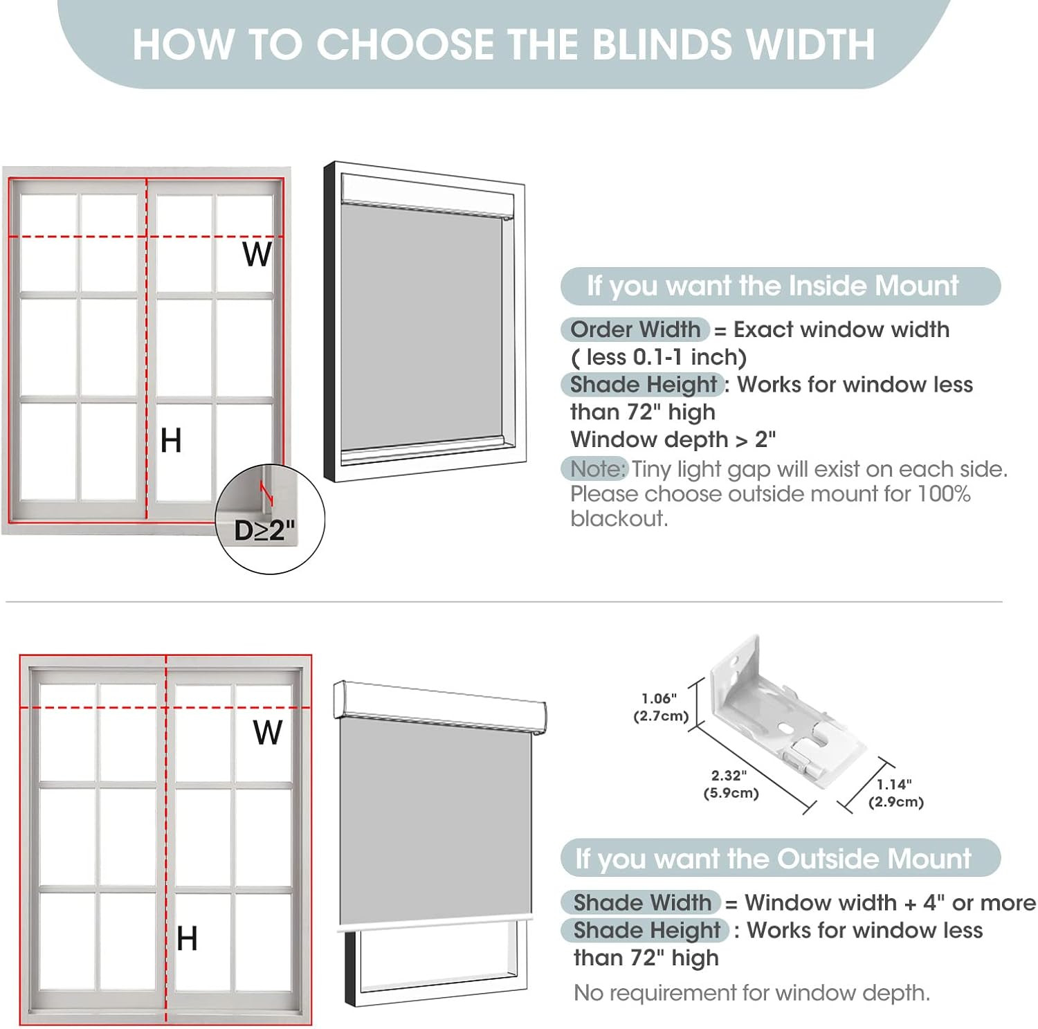 Remote Control Motorized Blackout Blinds – 35″ W x 72″ H, Grey