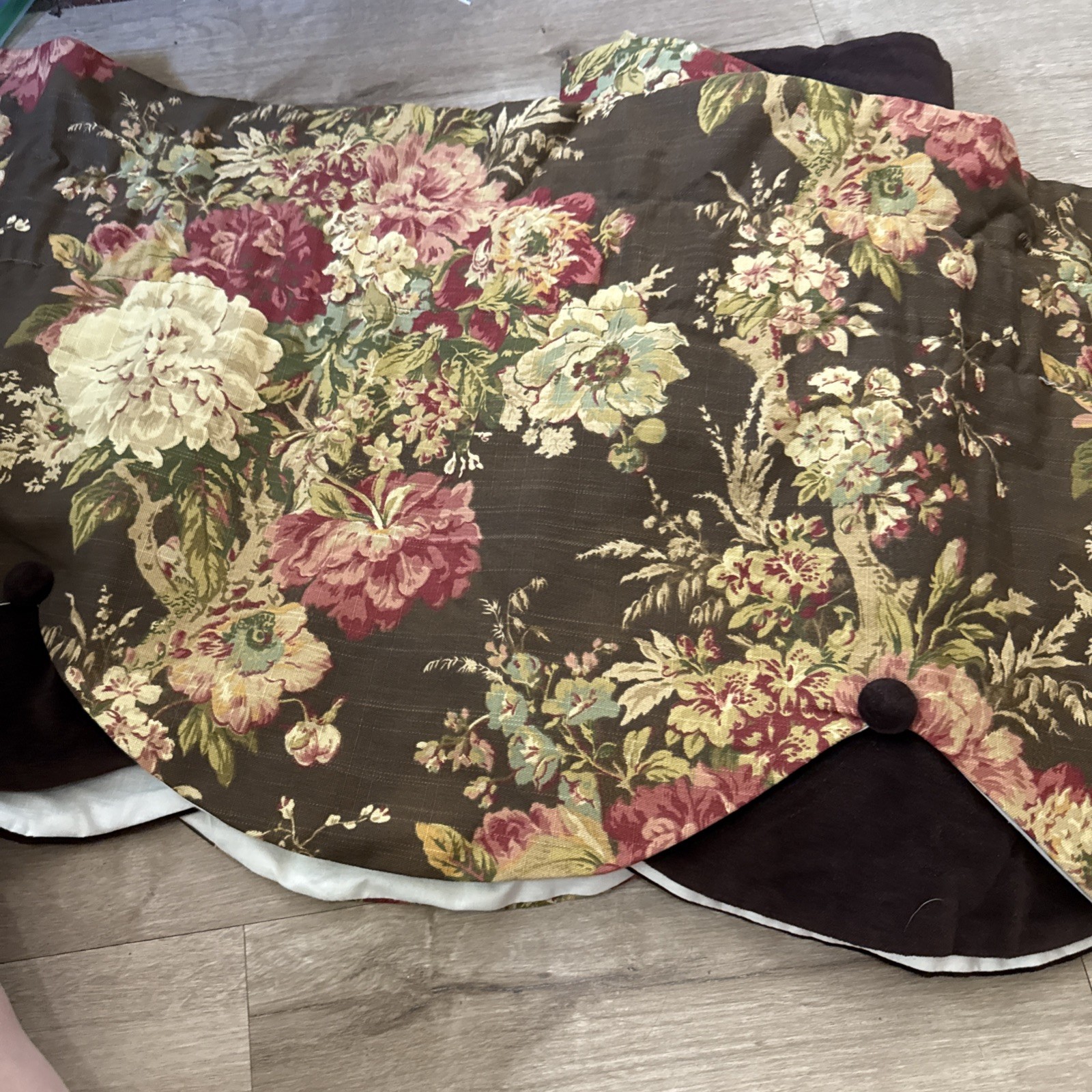 2 Custom Waverly Imperial Dress Antique Brown Valance 72″x17″ Floral Curtains