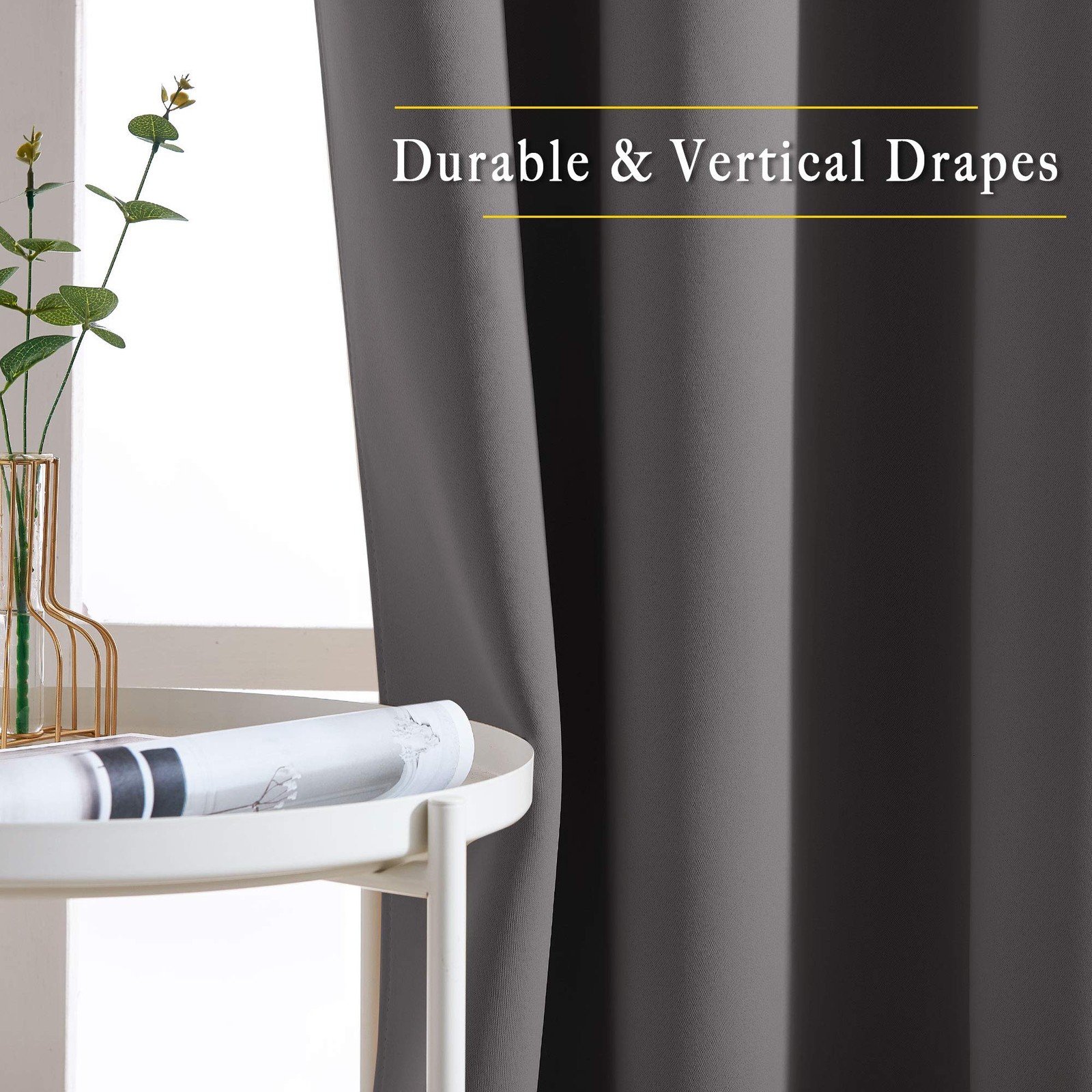 Gray Blackout Curtains 84 Inch Long Thermal Drapes Room Darkening Set 2 Panels