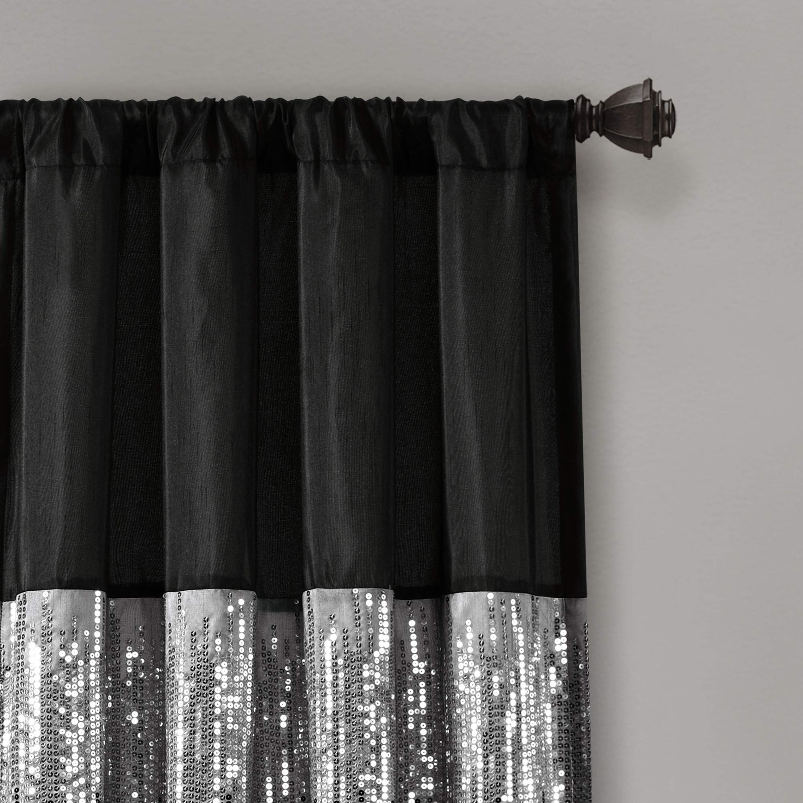 Night Sky Window Curtain Panel, Single 42″W x 84″L Black & White – Sequin Bac…
