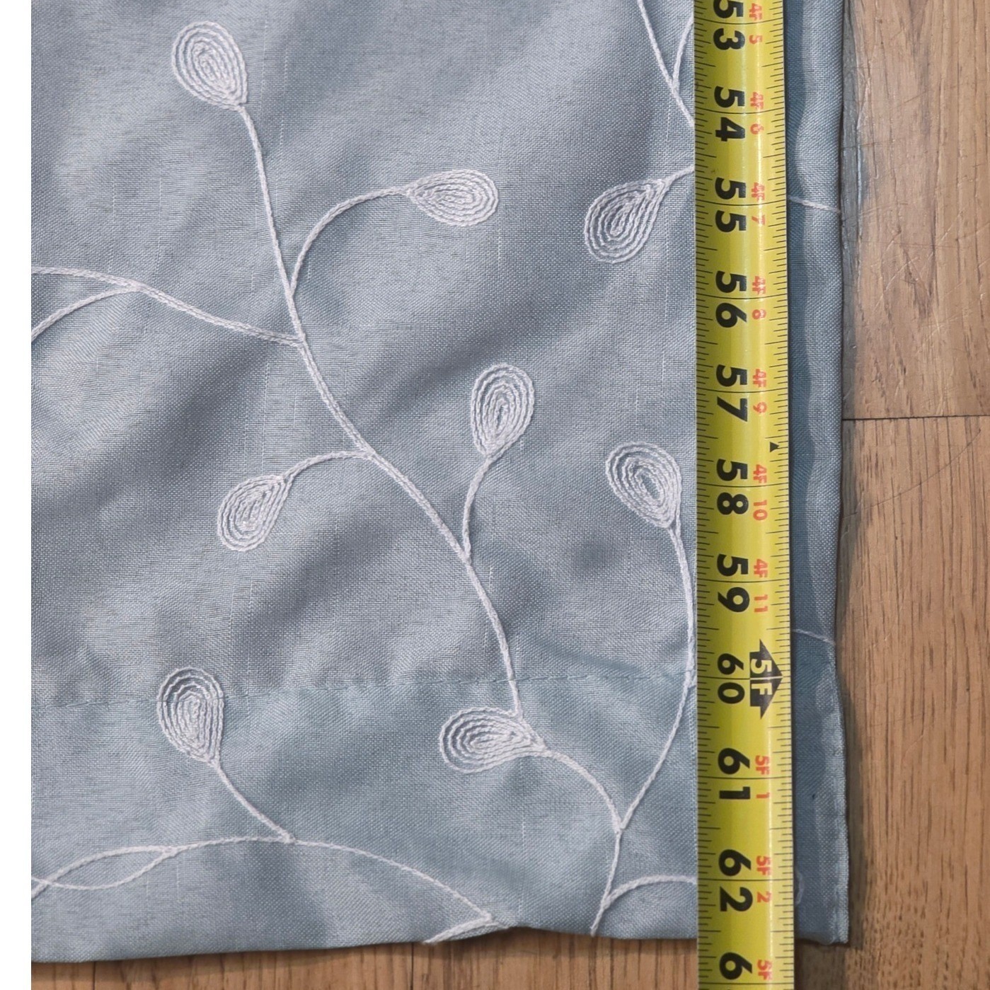 Miuco Light Blue Embroidered Leaf Vine Grommet Top Curtain Panels Set of 2 52×63