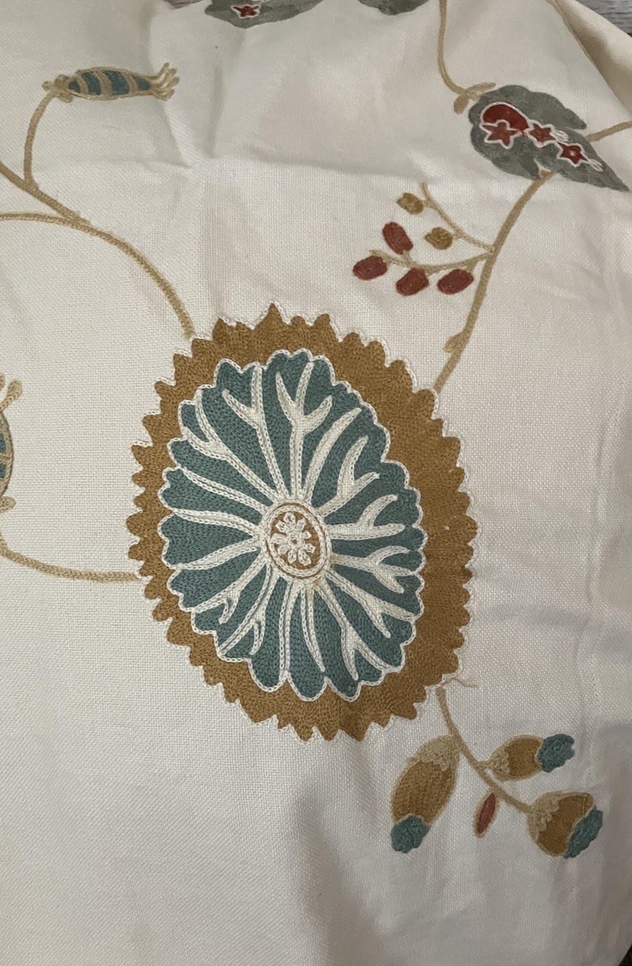 Pottery Barn Margaritte Embroidered Floral 2x Window Curtains Drape Panel 50×82”