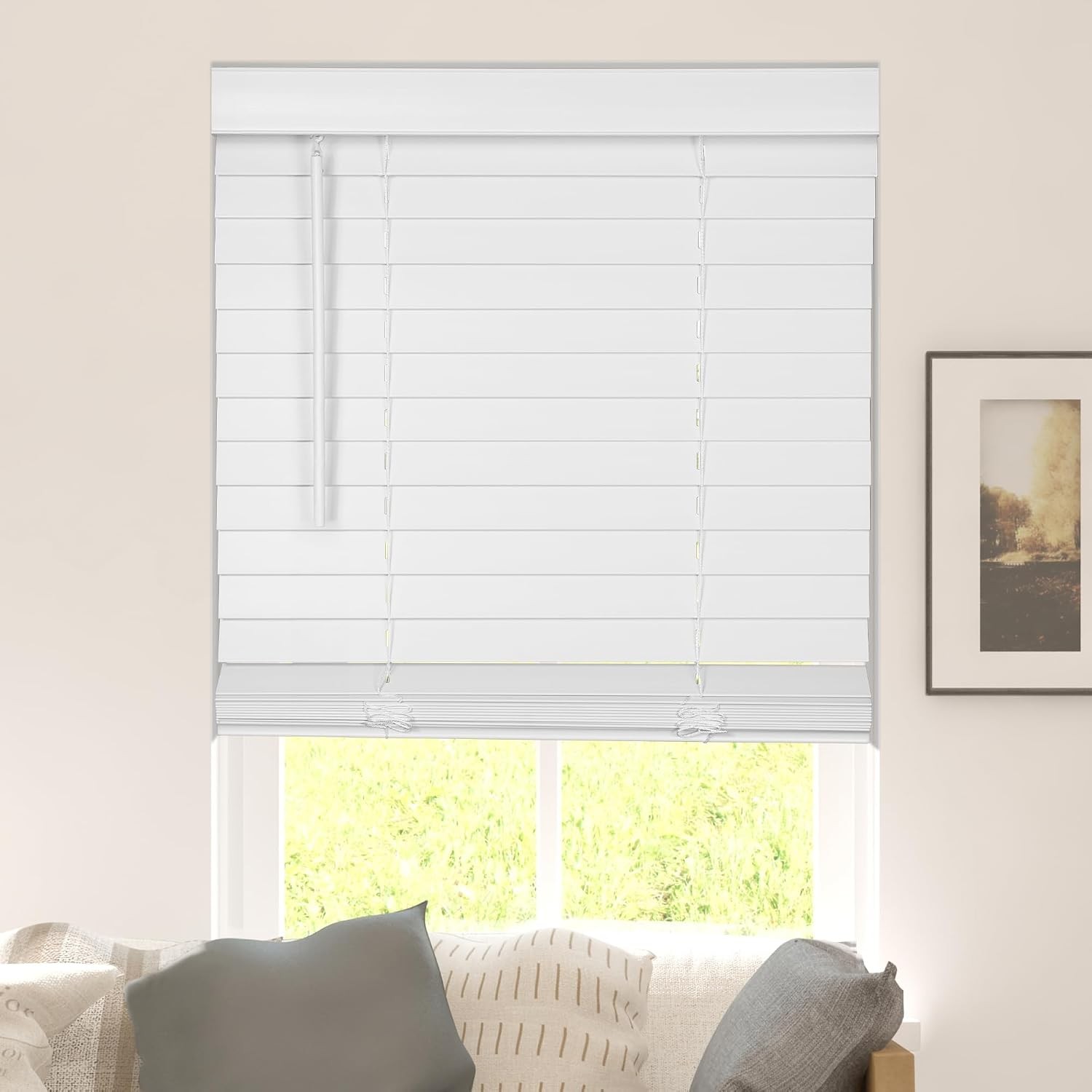 Faux Wood Blinds W/ Classic Valance Cordless 2″ Slat 20.5″ W x 60″ H Blinds