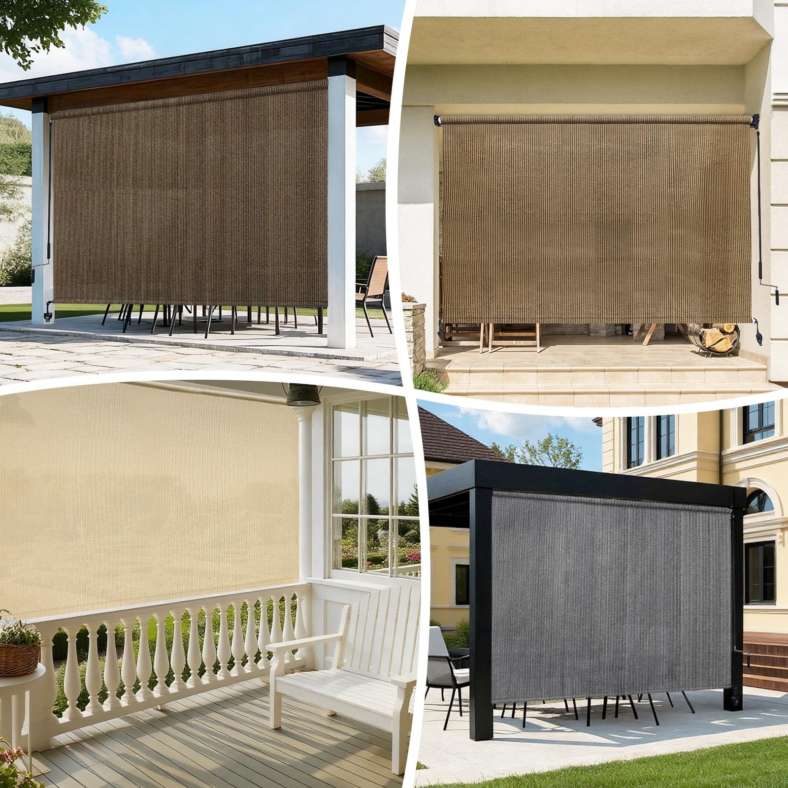 KANAGAWA 6′ x 8′ Mocha Outdoor Roller Shade for Patio