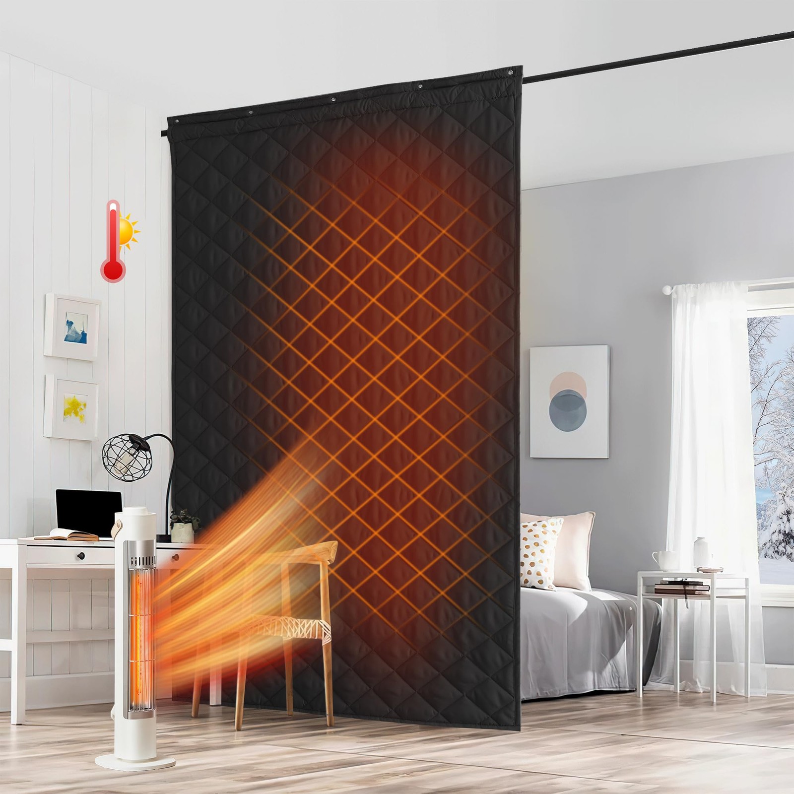 Large Summer Heat Blocking Thick Quilted Insulated Curtains, Thermal Insulate…