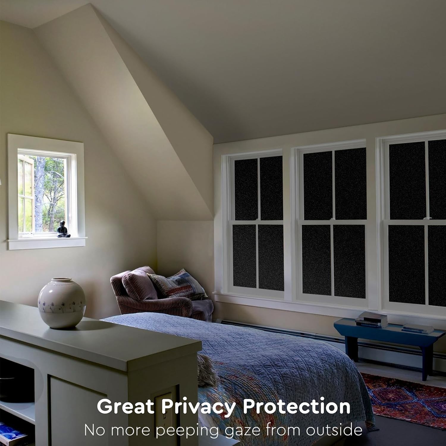 Blackout Window Privacy Film Total Light Blocking Room Darkening Window Cover…