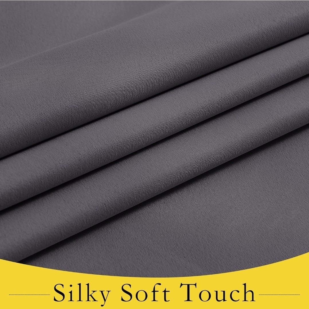 NICETOWN Blackout French Door Curtains Privacy Shade 1 Panel Grey 8″W x 36″L