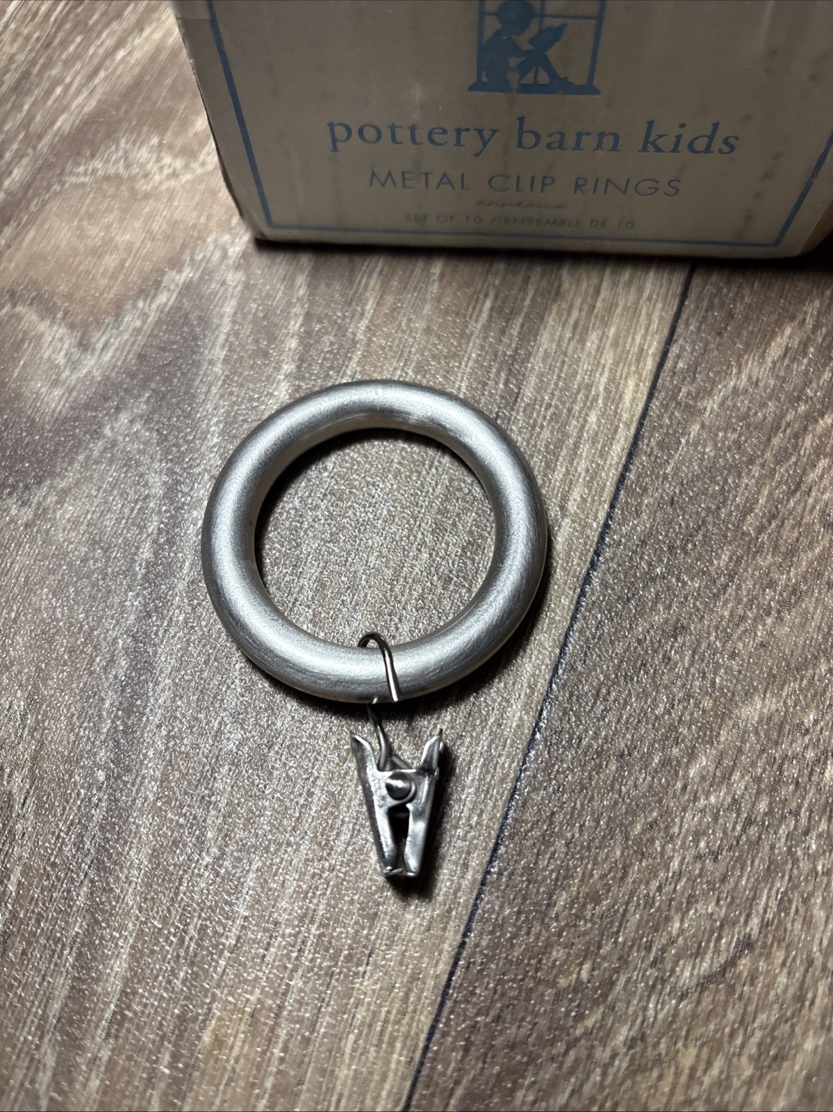 Pottery Barn Kids 2″ Curtain Round Clip Rings Brushed Nickel Set of 10