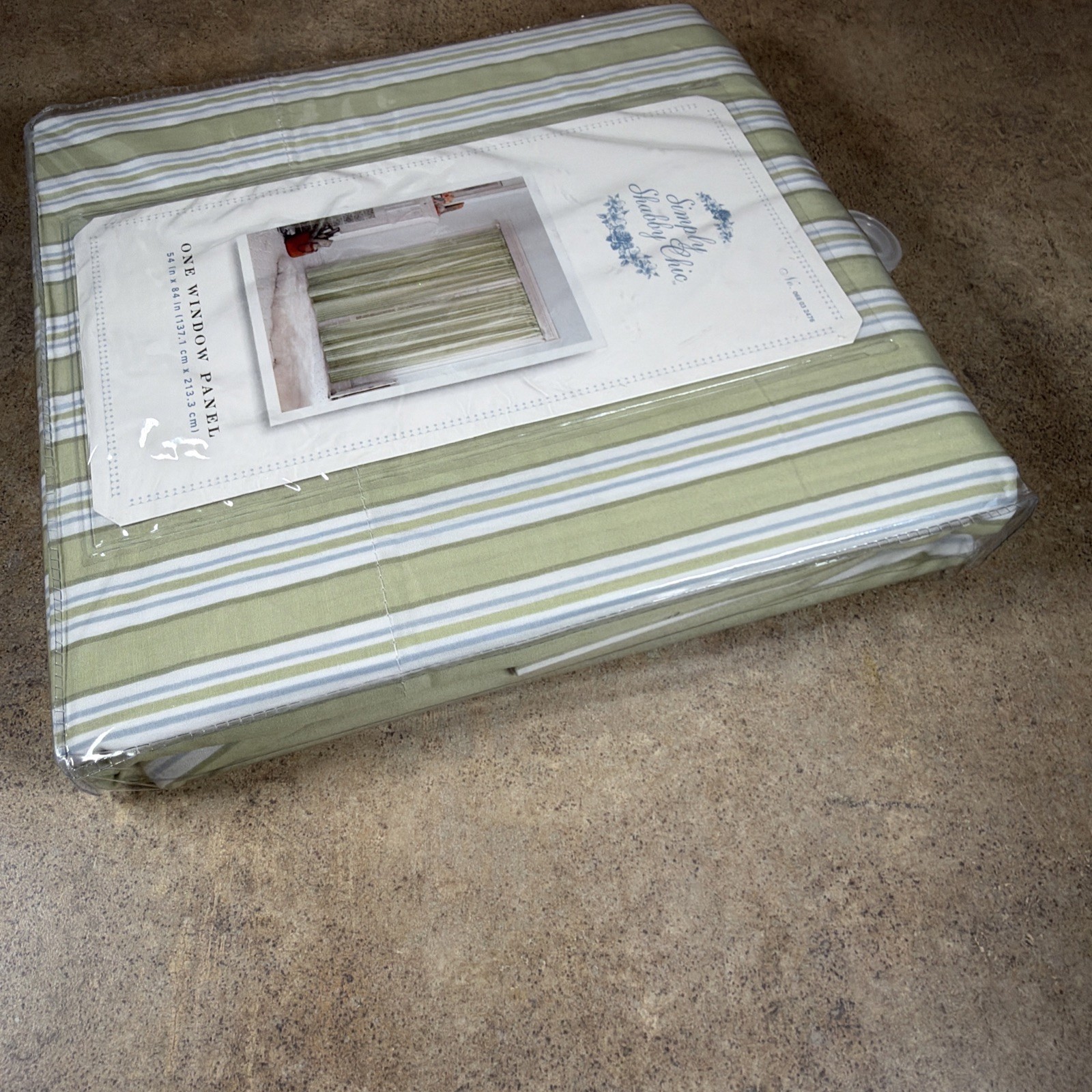 Simply Shabby Chic Window Panel GREEN Stripe Blue White 54×84 NEW