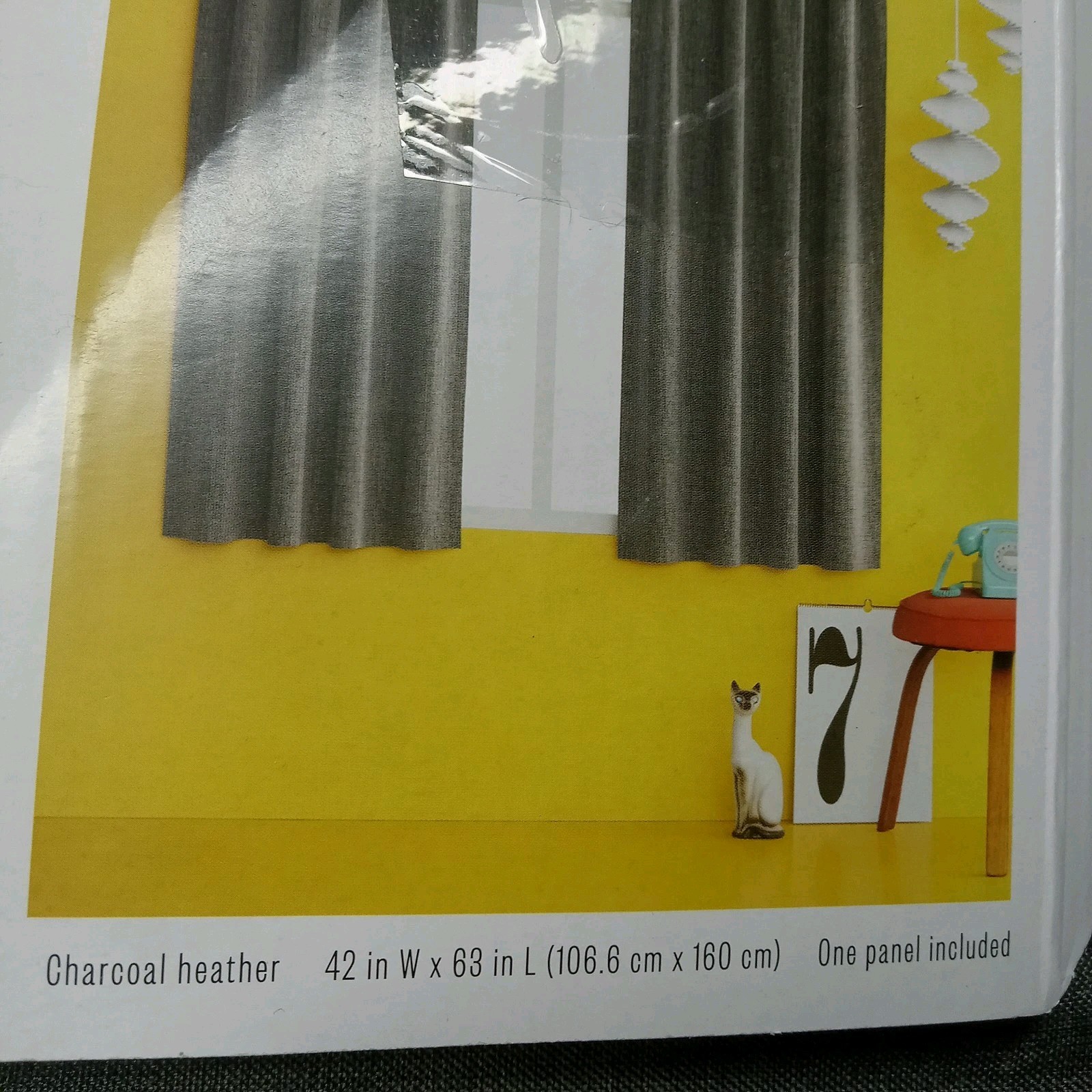 Room Essentials Heathered Thermal Room Darkening Panel 42″ x 63″ Dark Grey NEW