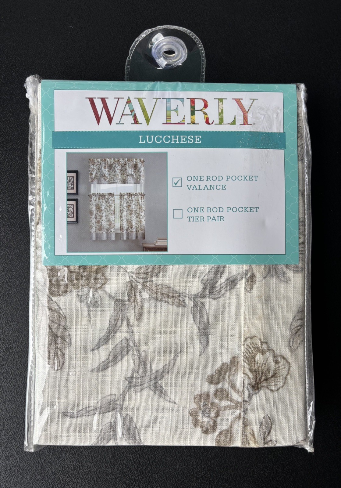 Waverly Lucchese Fumo Gray Floral Window Valance 52×18 New Cotton