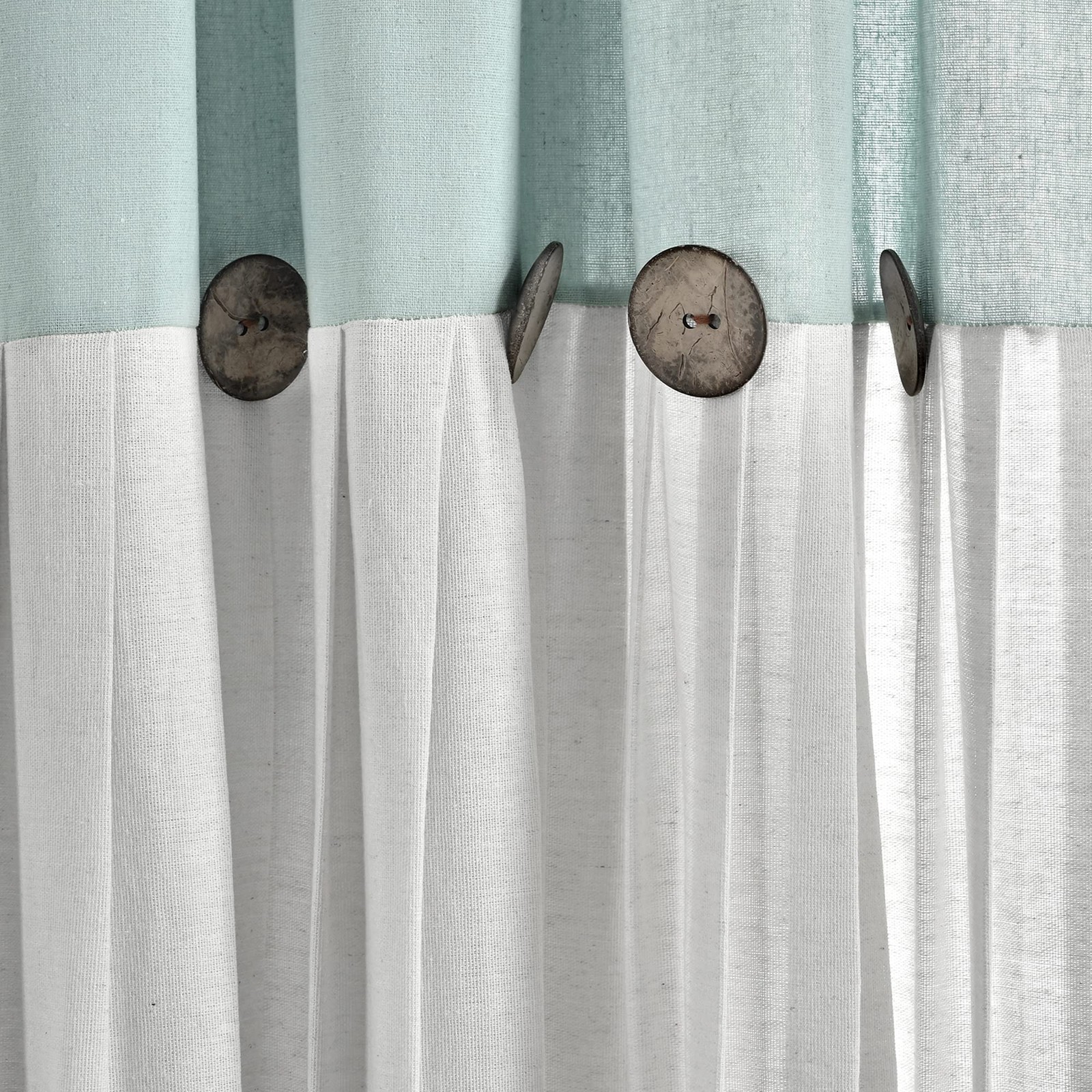 Linen Button Farmhouse Kitchen Curtains Tier Set 29″W x 24″L Dark Linen – Lin…
