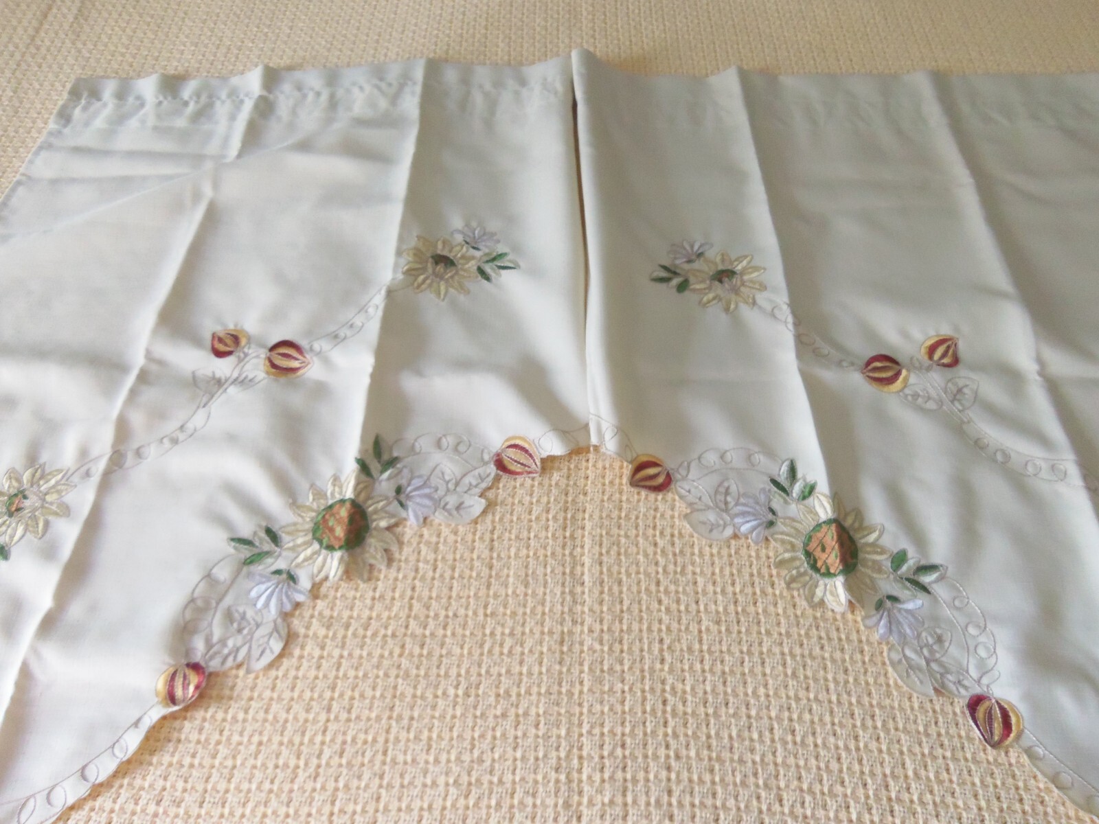 Sunflower Embroidered Swag Curtain Pair Ecru Polyester 36″L x 28″W each