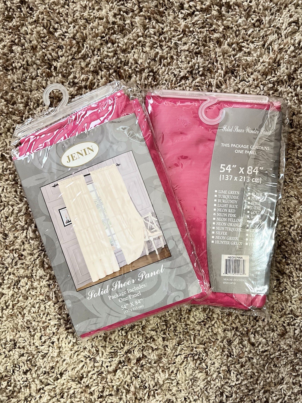 Jenin Solid Sheer Window Panel Neon Pink 54 x 84 in Solid Plain Curtain