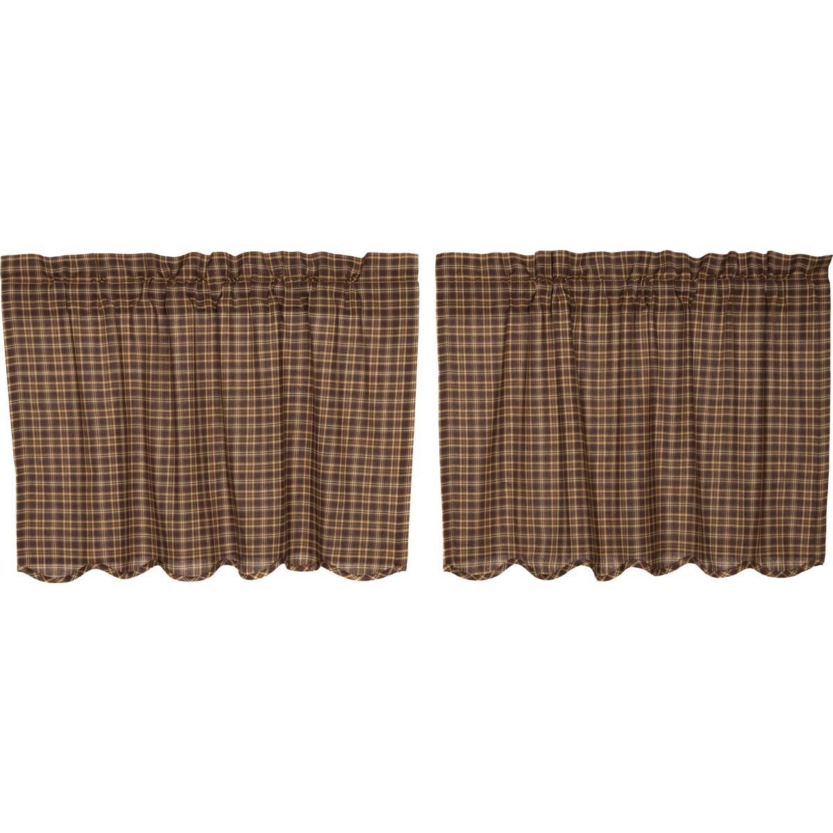 Prescott Plaid Tier Set 24″ Long Cotton Country Farmhouse VHC Brands Brown Tan