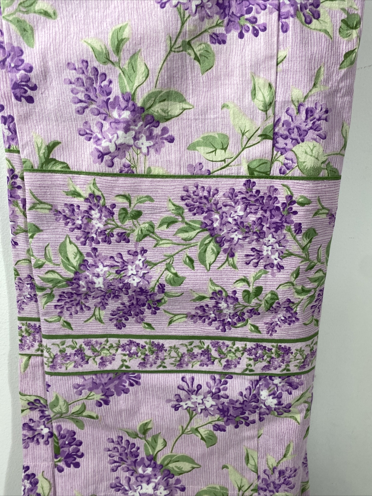 April Cornell Lilac Curtain Panel Ten Fabric Ties at Top Purple Green NEW