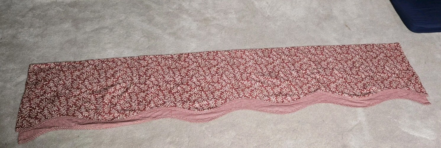 WAVERLY Red FERNWOOD Valance 76×16 COTTON Drapery GINGHAM FERN USA