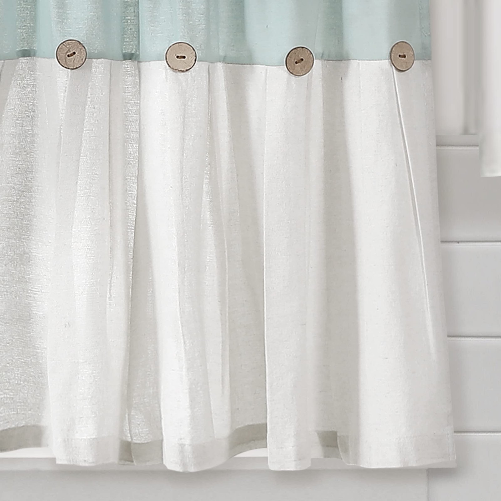 Linen Button Farmhouse Kitchen Curtains Tier Set 29″W x 24″L Dark Linen – Lin…