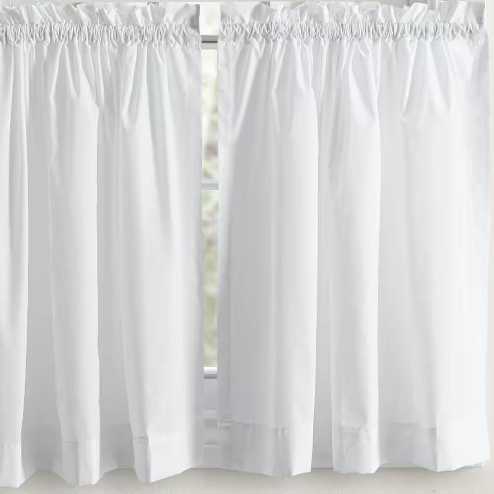 Classic White Polyester/Cotton 80 In. W X 36 In. L Rod Pocket Sheer Tailored Tie