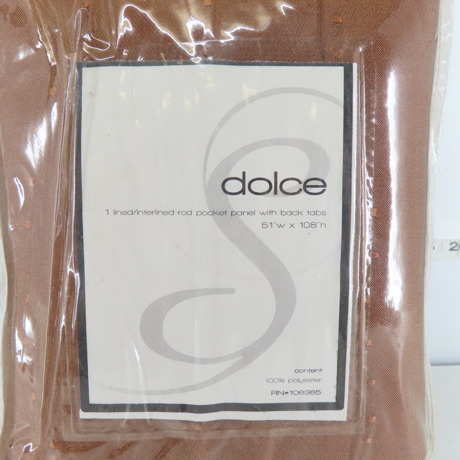 NEW – DOLCE 50″x108″ 1 LINED/INTERLINED ROD POCKET PANEL WITH BACK TABS CURTAIN