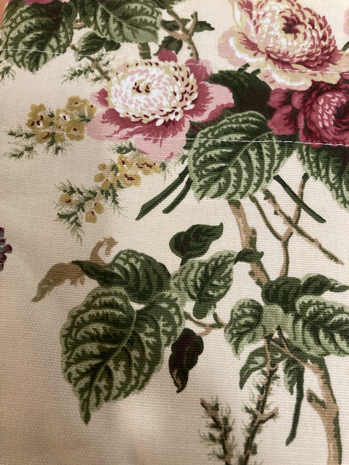 Custom Window Valence 52” X 14” Cottage Cotton Floral Green Check Contrast