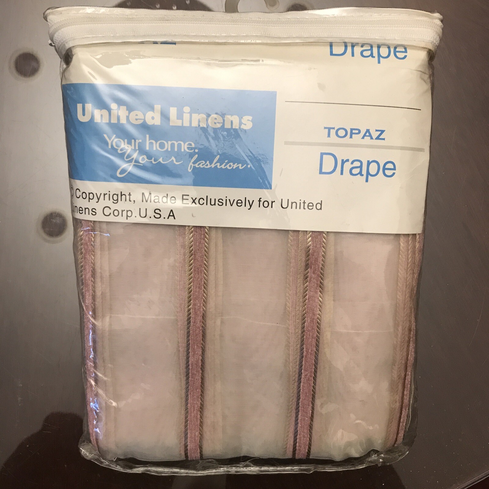 United Linens Drape, 1 Panel w/ Attached Valance, 55” X 90”