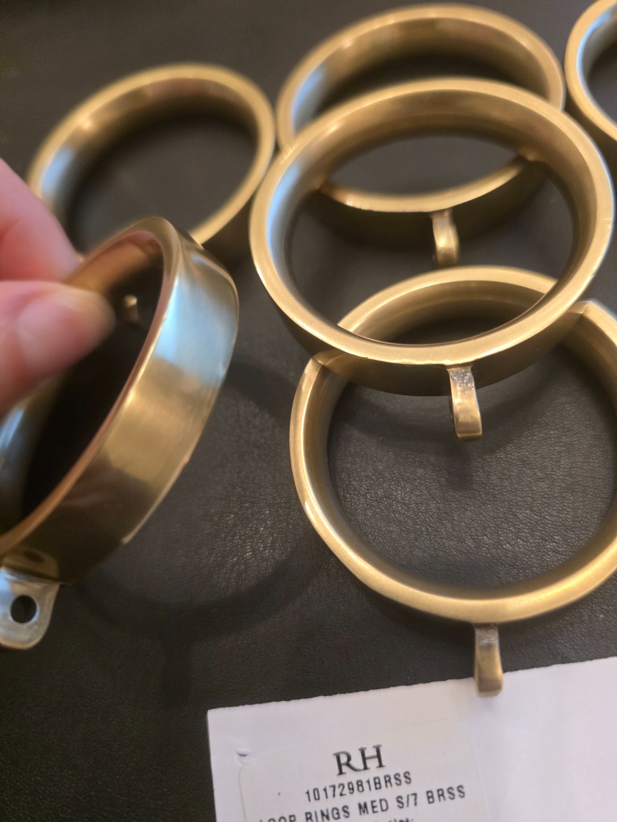 Restoration Hardware Easton Solid Brass Loop Drapery Rings (Set of 7)