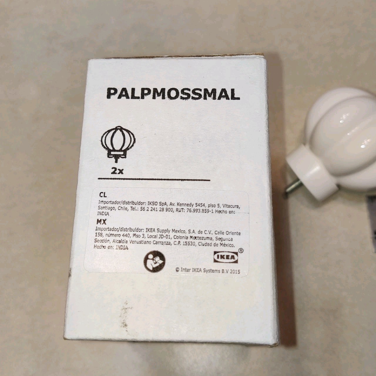 Ikea PALPMOSSMAL Pair of White Curtain Rod Finials Ceramic 305.493.66 Set of 2