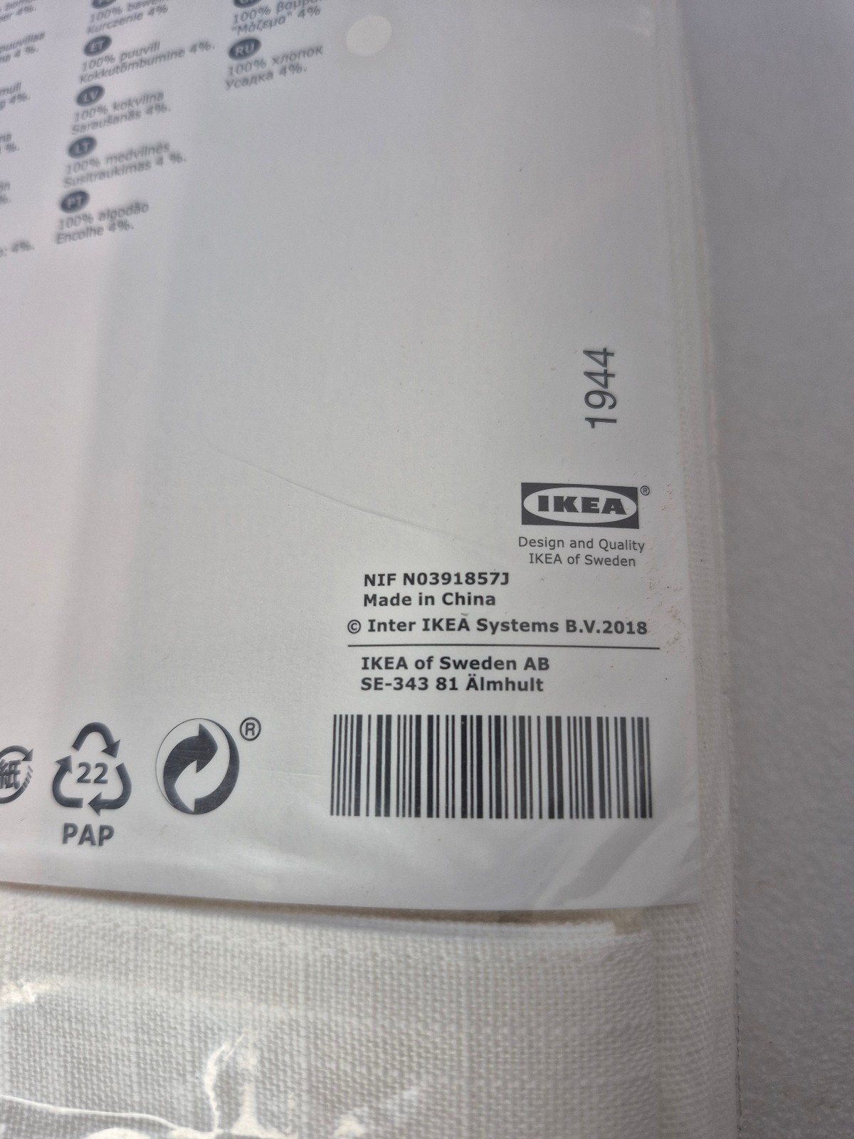IKEA RITVA Curtains 100% Cotton with Tie-Backs 57″ x 98″ New In Package