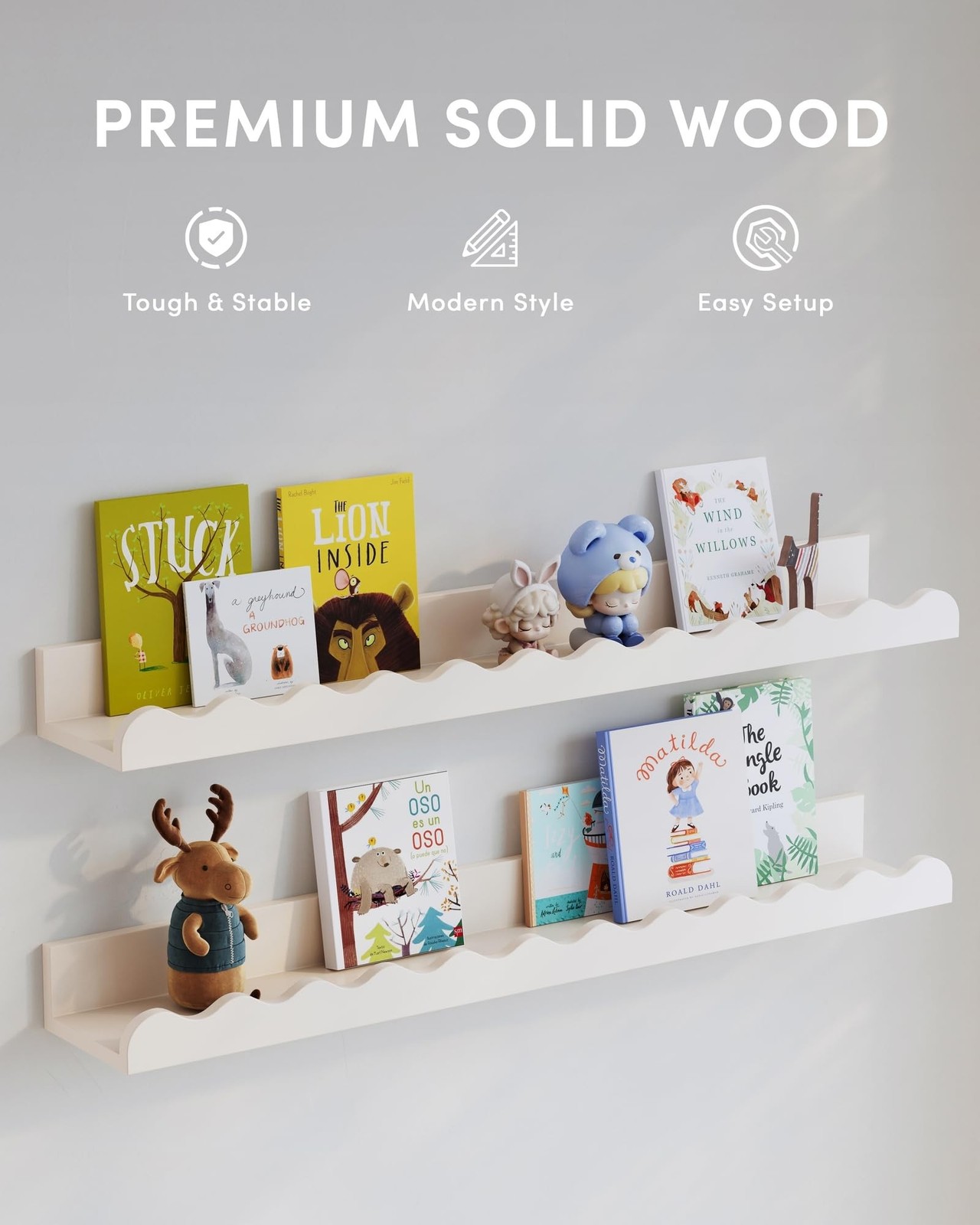 Seocry Nusery Shelves (White, 23 Inches) White