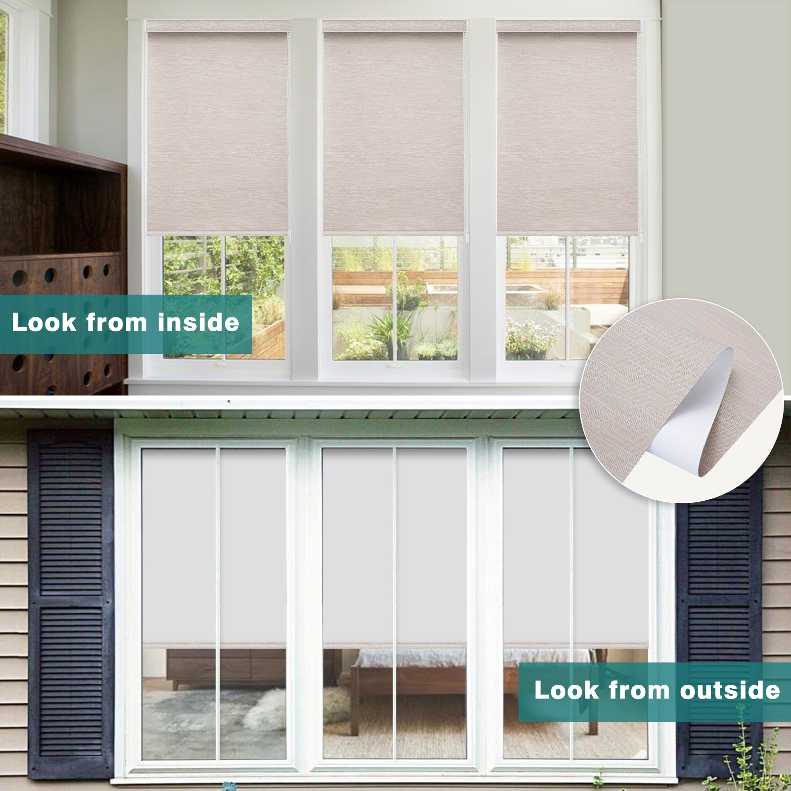 Changshade CUSTOM Blackout Window Blinds Roller Shades Room Darkening Curtain