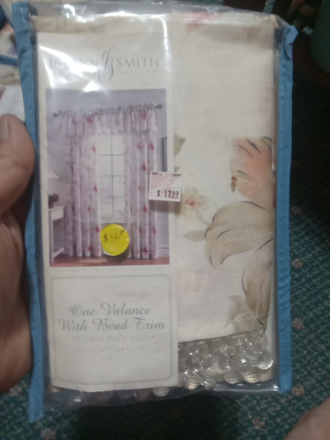Vintage Jaclyn Smith 2 Valance With Bead Trim Floral Faux Silk 54×17 Set Of 2