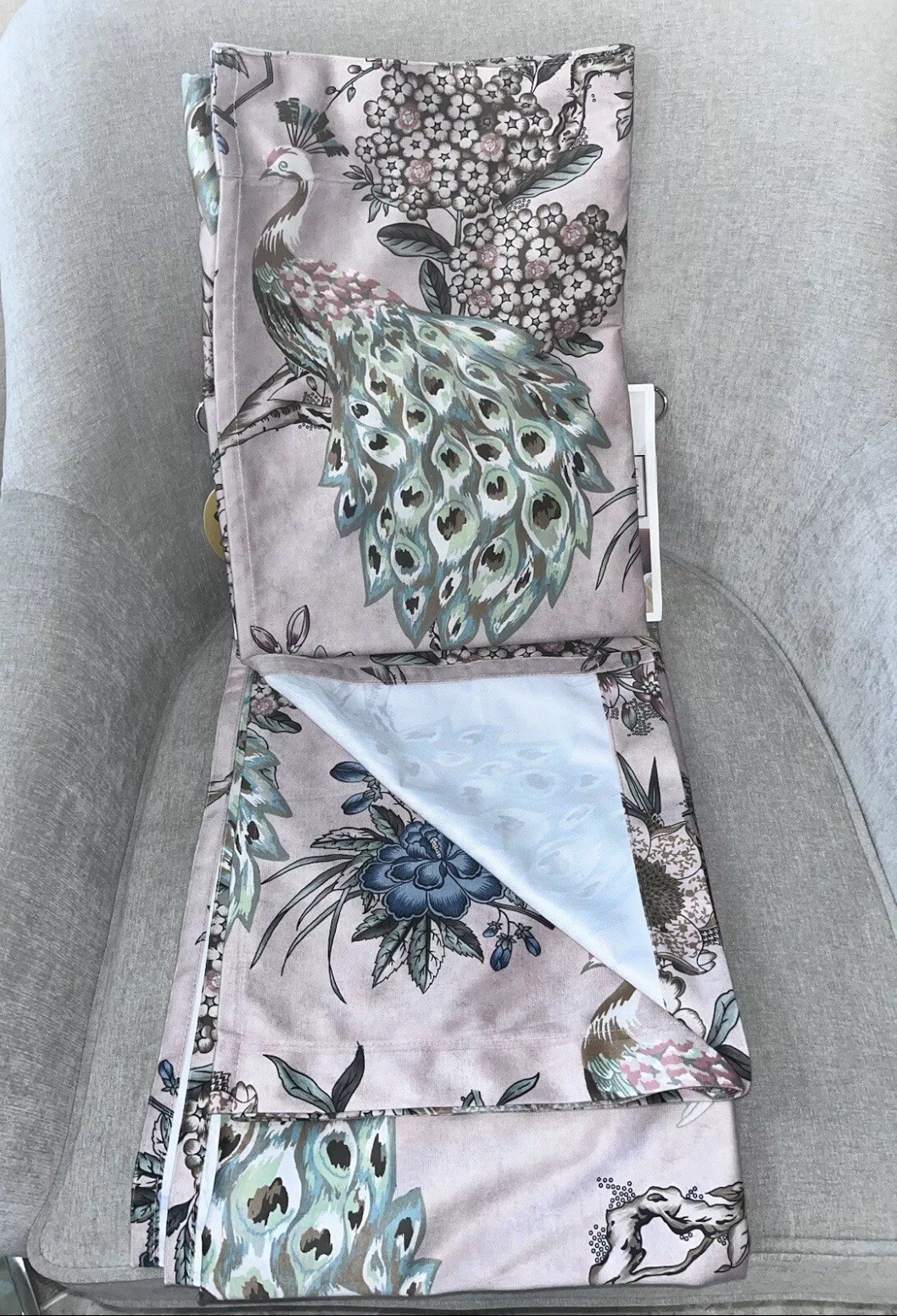 1-NWT CALLISTO HOME PEACOCK PRINT CURTAINS SET OF 2 PANELS SIZE 38”x 84”