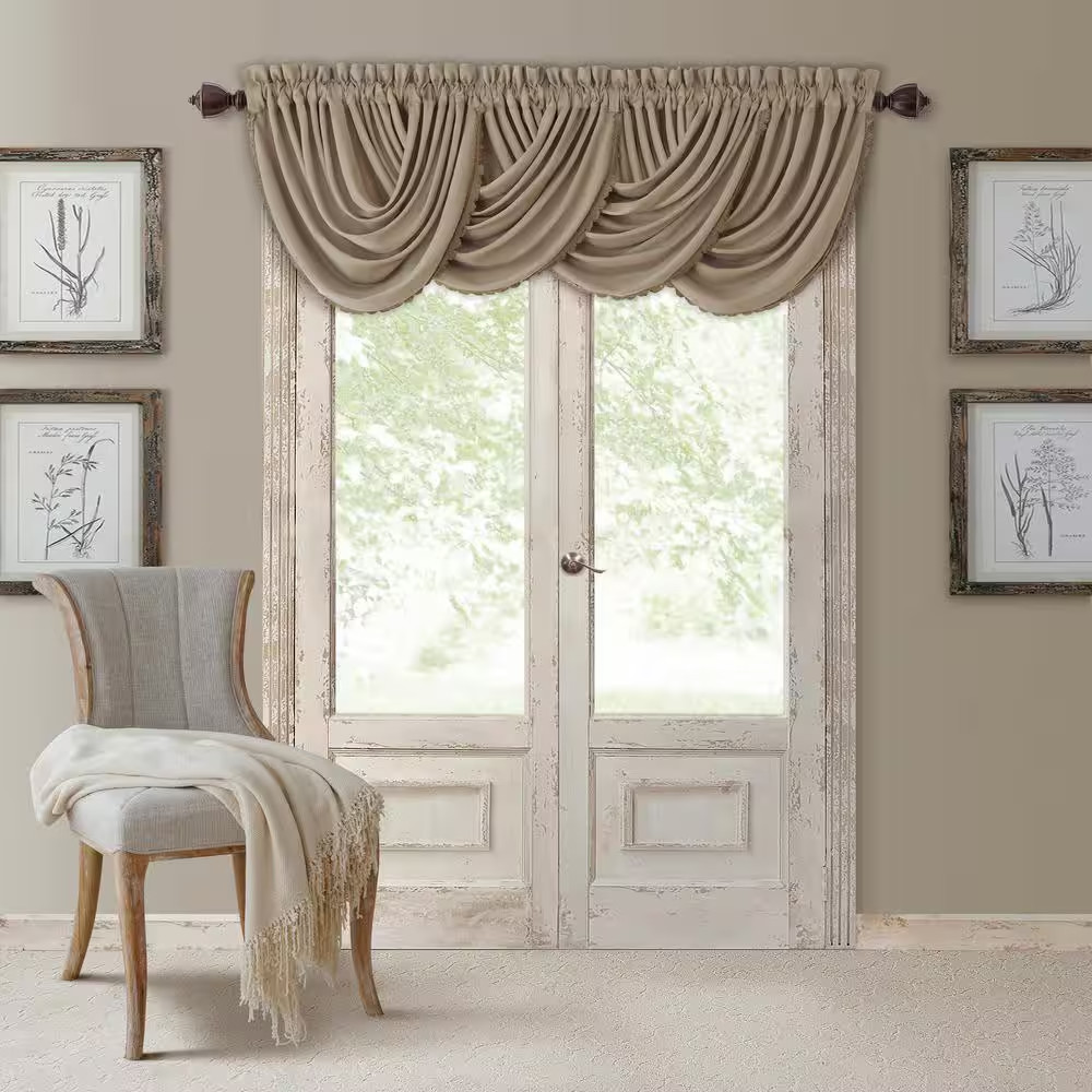 Taupe Faux Silk Rod Pocket Blackout Curtain – 52 In. W X 36 In. L