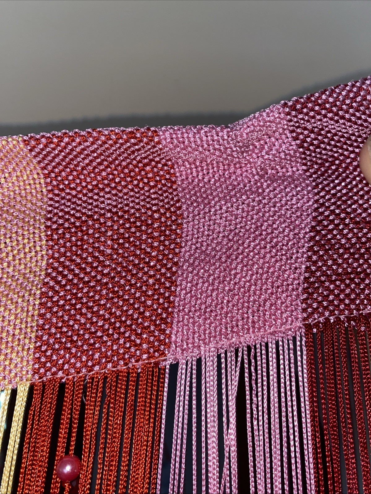 Curtain String Pink Bead Hang Doorway Decor 46” Top 78” Long Trim As Needed