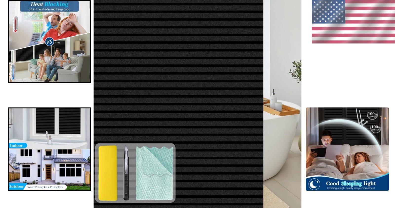 Opaque Black Window Covering – 100% Light Block, Easy Install – 11.8 x 78.7 in