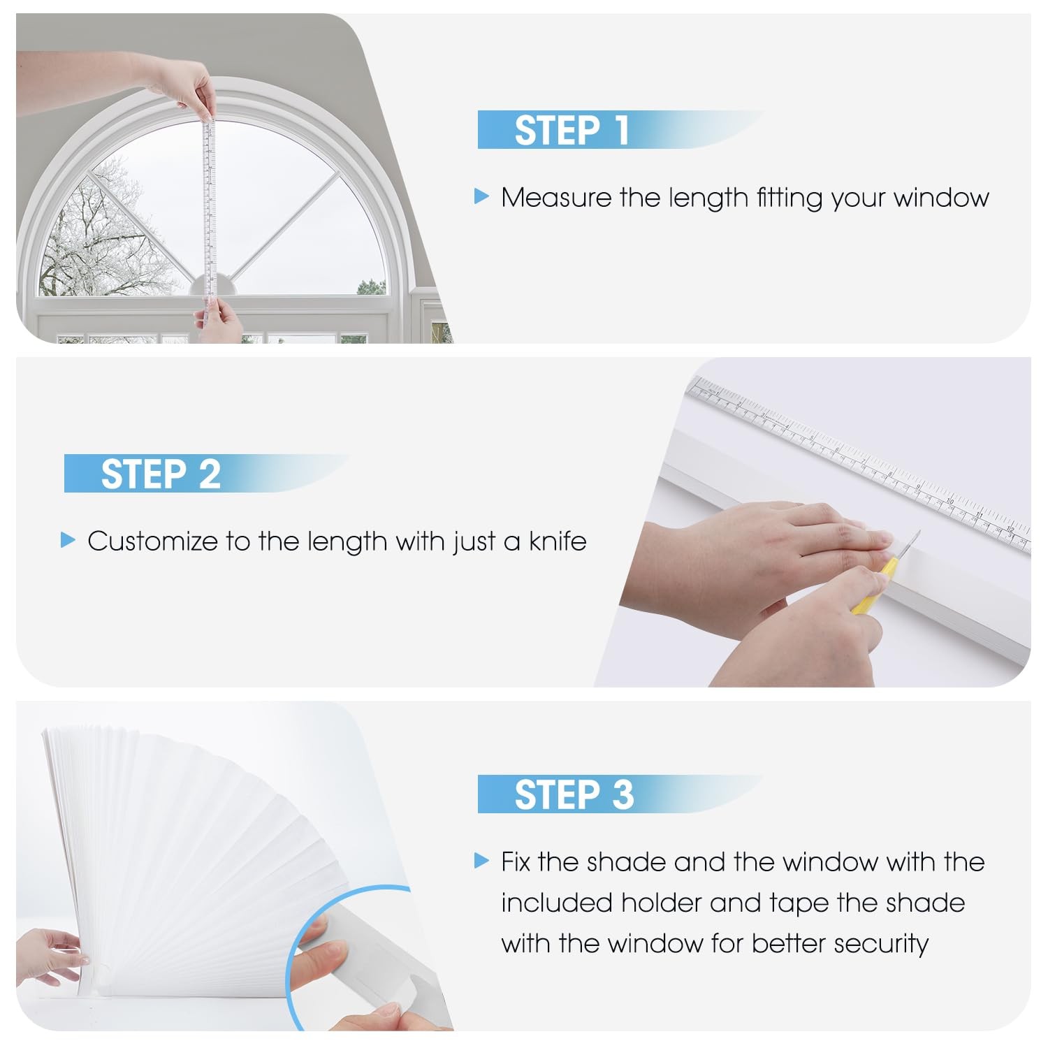Arch Window Light Filtering Pleated Shade Blinds for semi-Circle Arch Window,…