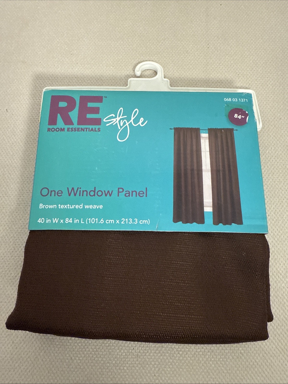 RE Room Essentials Style One Window Panel Curtain 40”X84”. Brown Textured Weave
